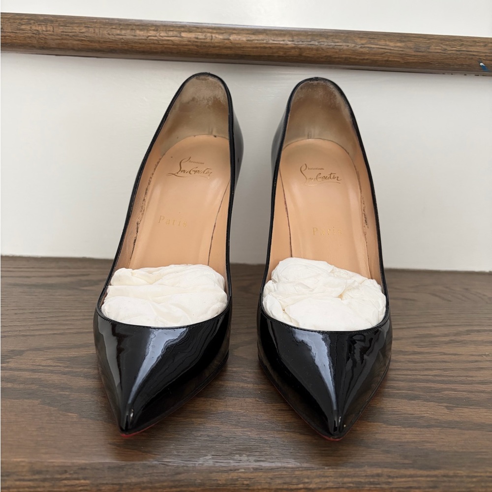 Christian Louboutin Pigalle Follies 100mm 38.5 Black Patent - Picture 9 of 11